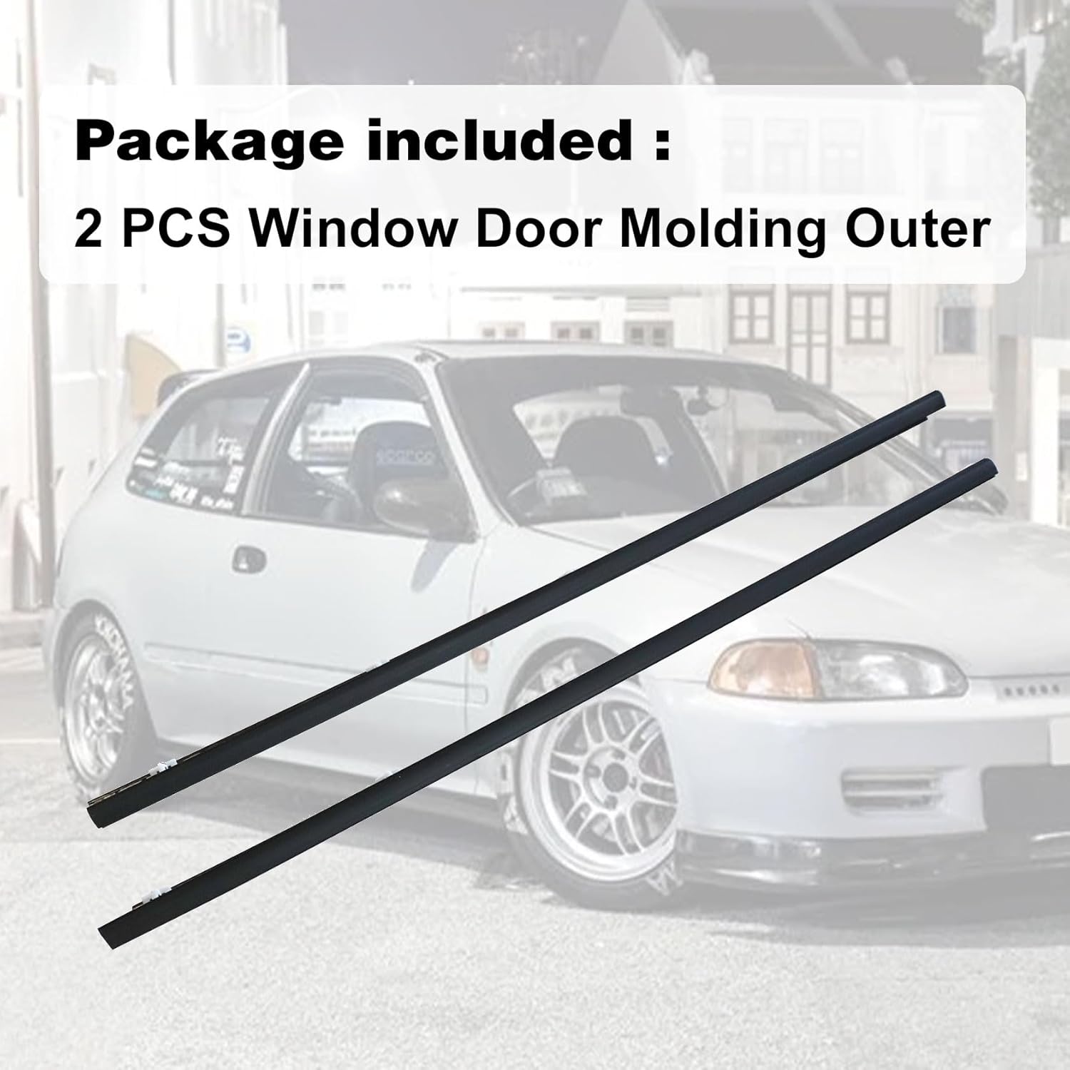 FZJDSD 2PCS Left & Right Side Window Door Molding Outer 72410-SR3-003 72450-SR3-003 Fit for Honda Civic EG6 EG4 1992 1993 1994 1995 Door Belt Out Molding Window