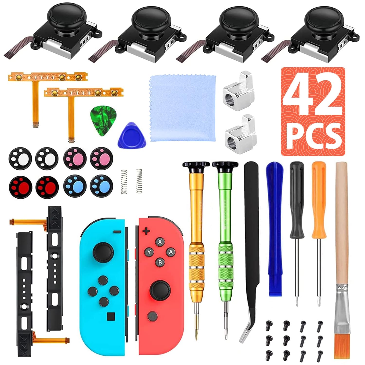 Joycon Repair Kit, Joycon Joystick Replacement, 42 PCS