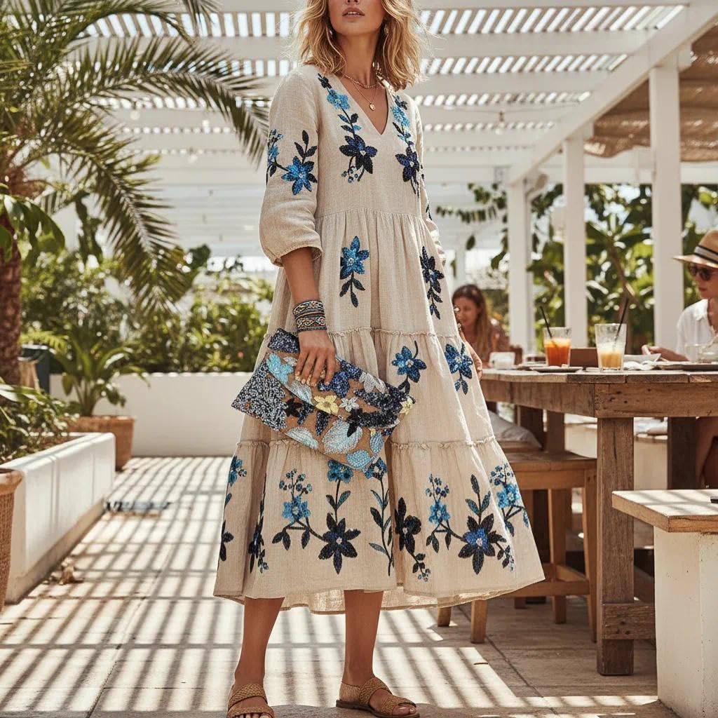 Envelope Package, Clutch Purses for Women, Sequin Embroidered Flowers Straw Bag, Bohemian Handmade Handbags, Beach Bag for Vacation, Travel, Banquet(Black Flower) - Image 6