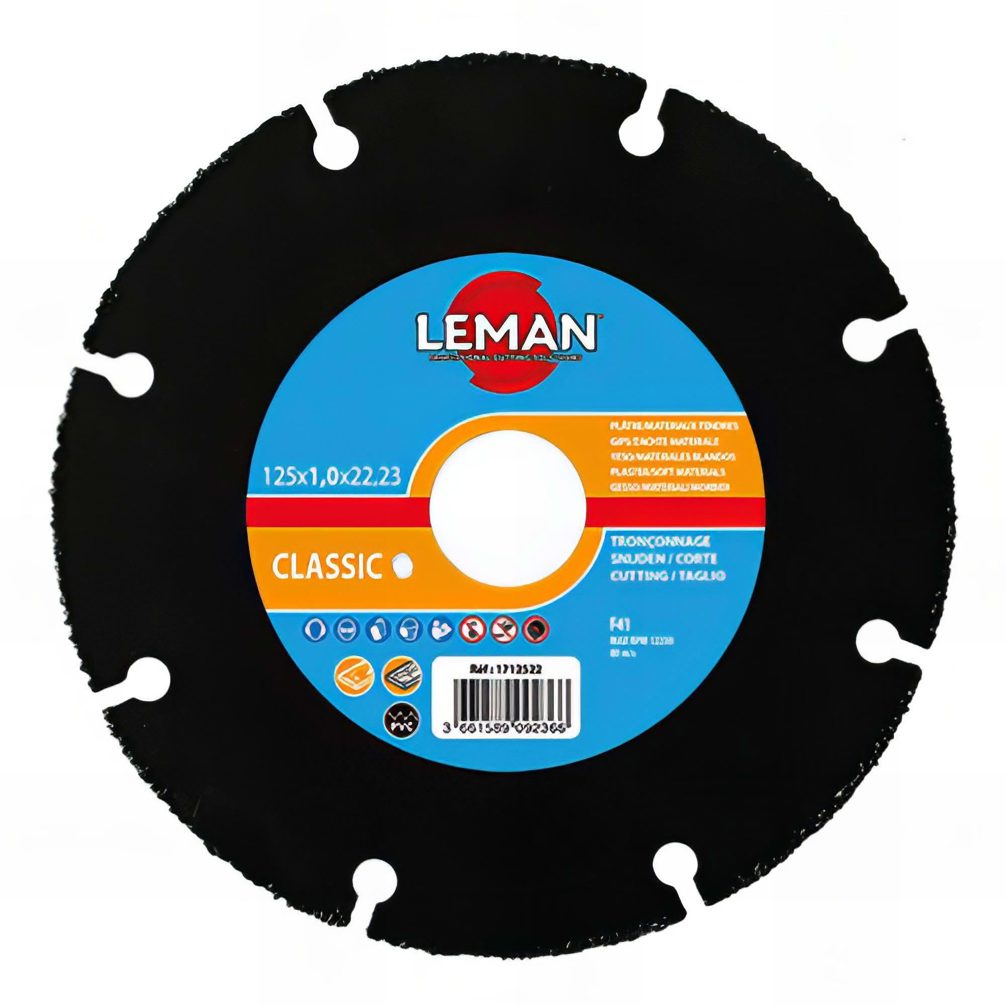 Leman - Disque à tronçonner HM carbure D. 125 X 1,​0 X 22,​23 mm - Bois, bois clouté, plâtre