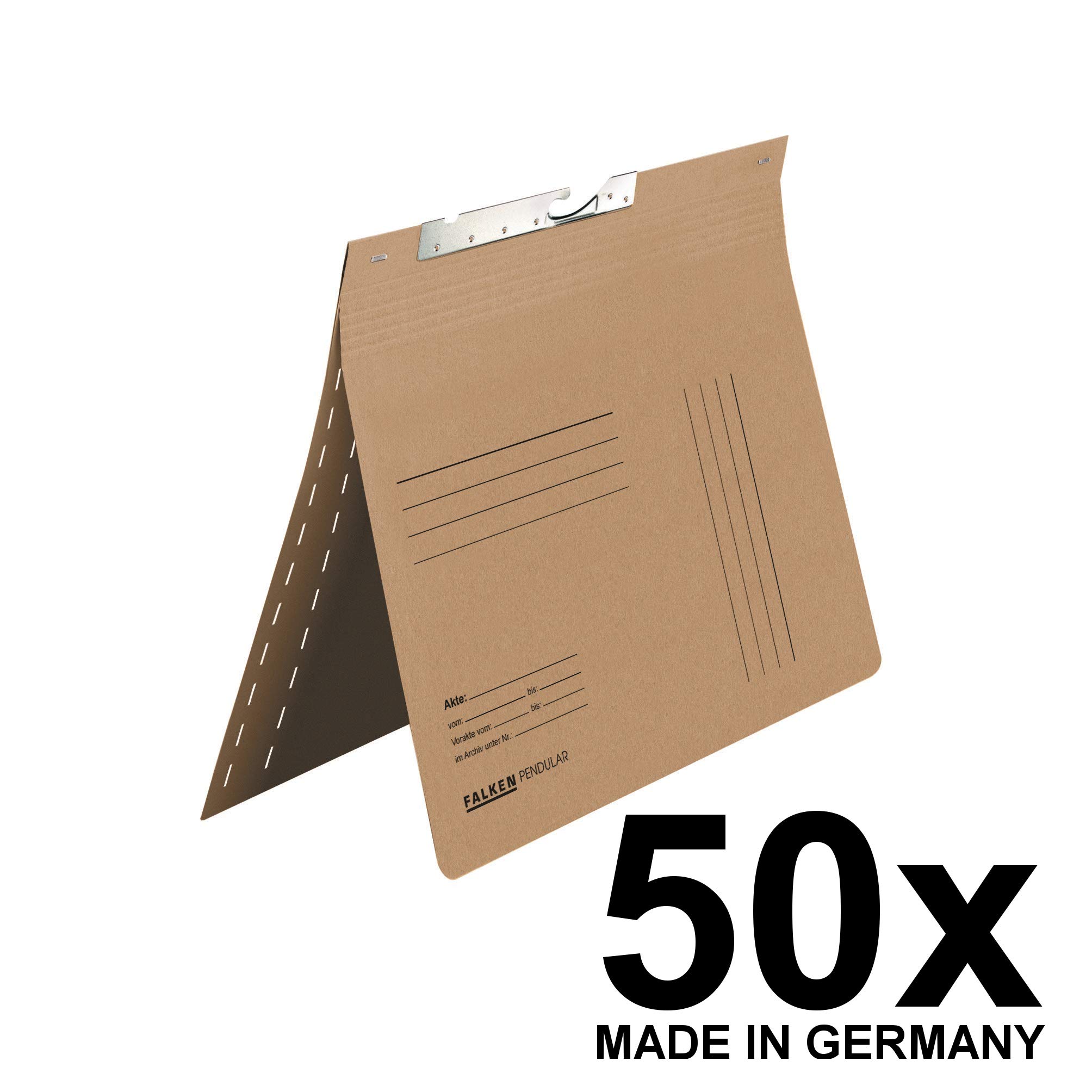 FALKEN 50x Pendular Pendelhefter aus Recycling-Karton DIN A4 braun | Made in Germany kaufmännische Heftung mit Schlitzstanzung Blauer Engel