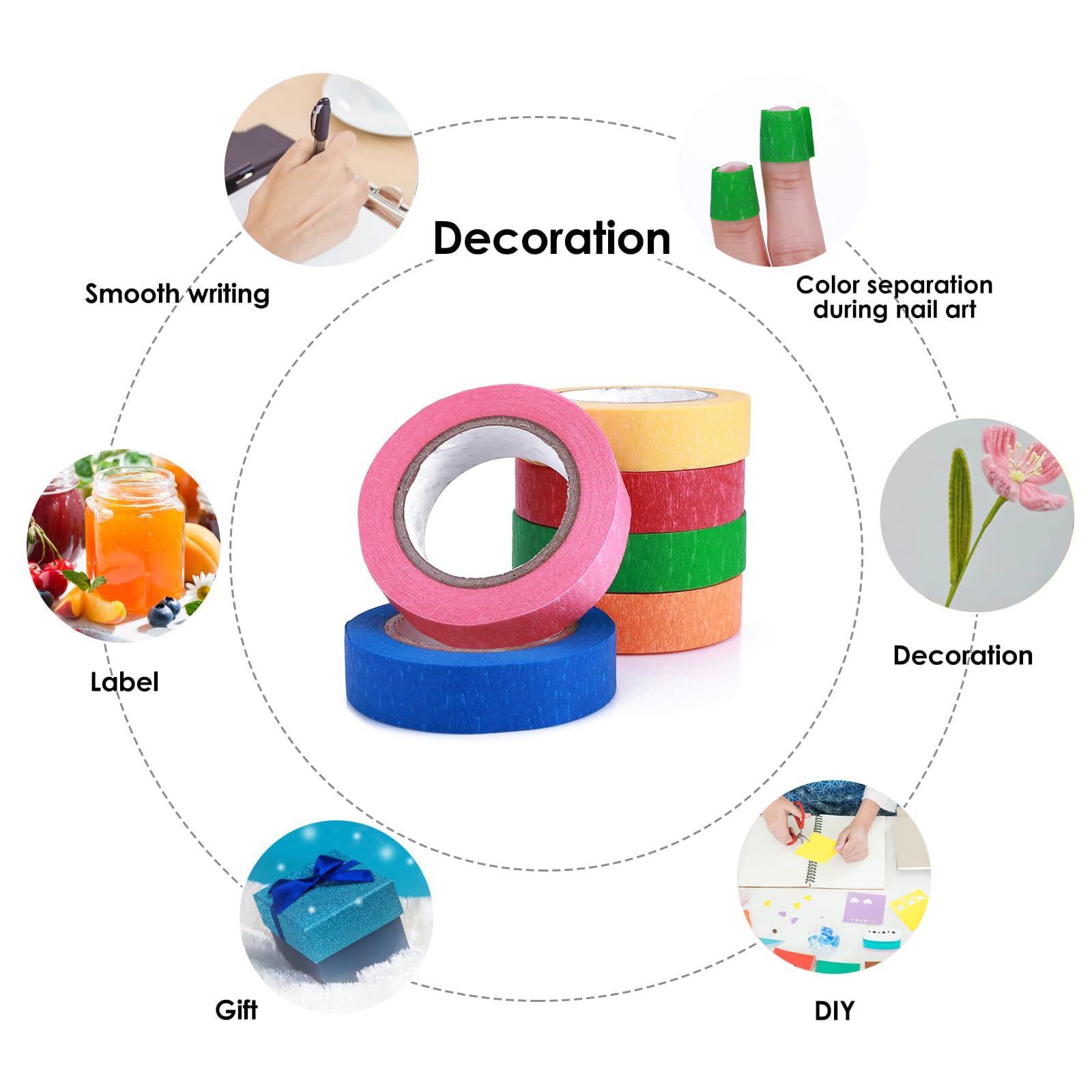 EXCEART 12 Rollos De Cinta Adhesiva De Color Washi Cinta Adhesiva De Color Cinta De Envoltura
