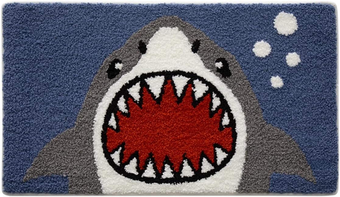 Ankah Animal Bath Mat, Cute Cartoon Bathroom Rug, Comfort Rug, Extra Absorbent Soft, Quickly Dry, Machine Washable Bath Rug Carpet for Toilet Bathtub Kitchen, 19.7" x 31.5", Shark