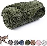 CUTEMATE Warm Soft Fuzzy Plush Fleece Blanket for Dogs & Cats - Medium 32x40" Dark Green Pet Throw for Bed, Couch, Travel