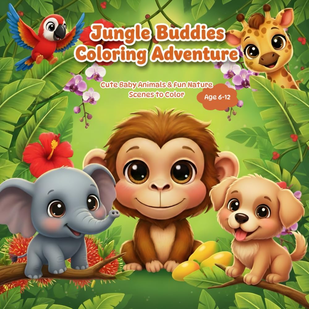 Jungle Buddies Coloring Adventure: Cute Baby Animals & Fun Nature Scenes to Color