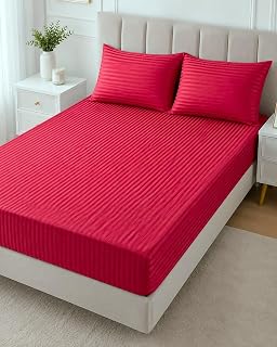 Wova Home Burgundy Stripe Çift Kişilik Çarşaf Takı