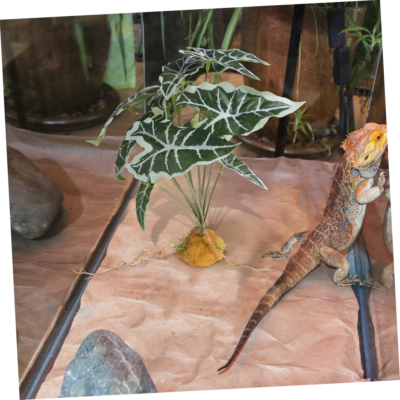 BESPORTBLE 4 Stück Nachgemachte Pflanzen Künstliche Pflanze Taroblatt-Pflanzenimitat kunstpflanze Zubehör für Aquarien gefälschte Pflanze Aquarienverzierung Reptilienpflanze