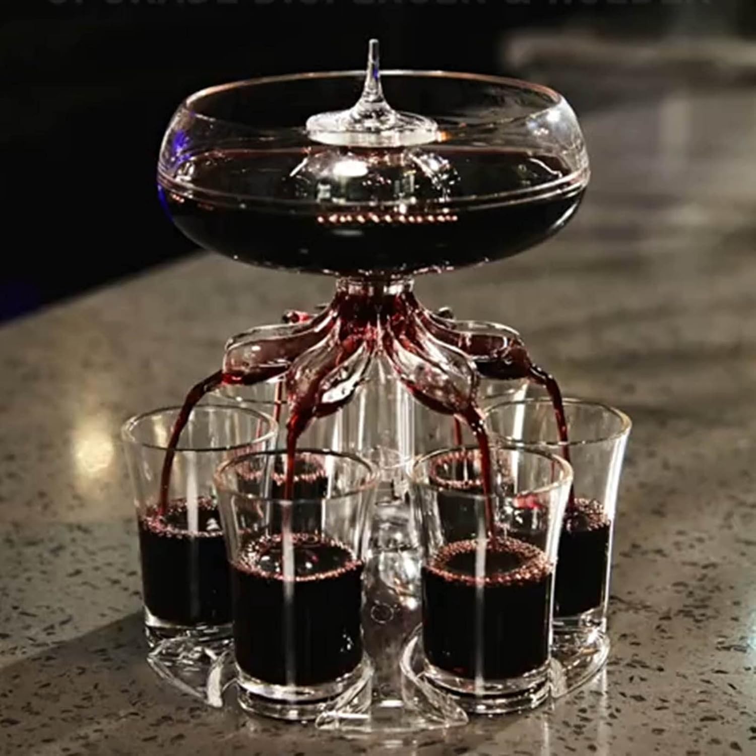 Distributeur De Vin en Acrylique avec Support Et 6 Verres à Liqueur, 6 Verres à Shot, pour Service Et Stockage Optimal du Vin chez Soi