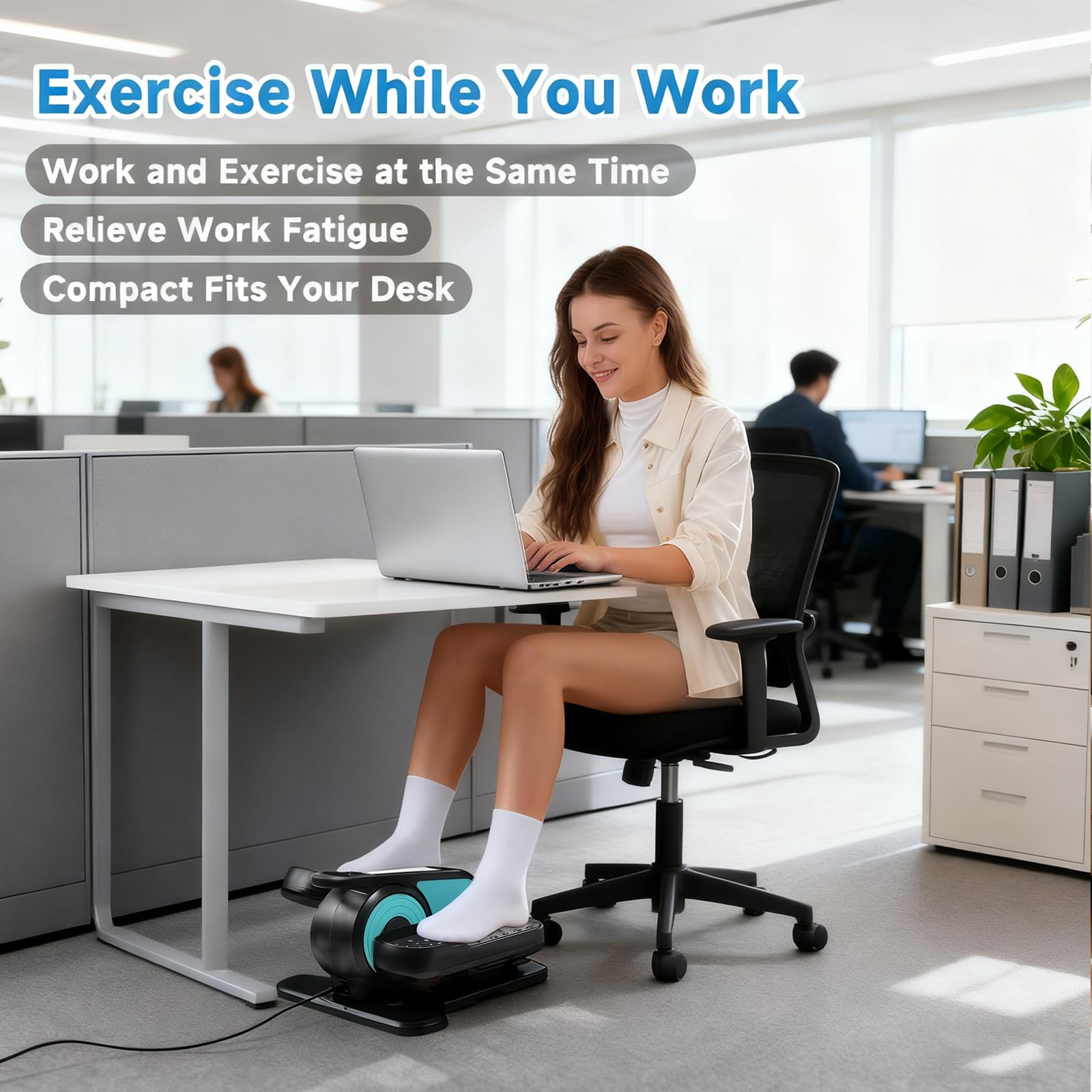 Appareil Elliptique de Bureau, Exerciseur Électrique à Pédales avec Télécommande et Écran LCD, Exerciseur de Jambes à Vitesse Réglable pour Seniors et Adultes