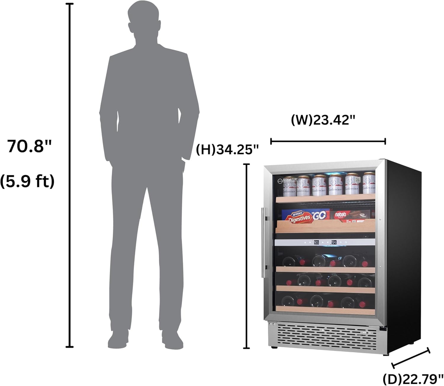 Equator LUXURY HYBRID DUAL ZONE GOURMET CENTER 43 Bottles+Cans+Fine Foods 110V