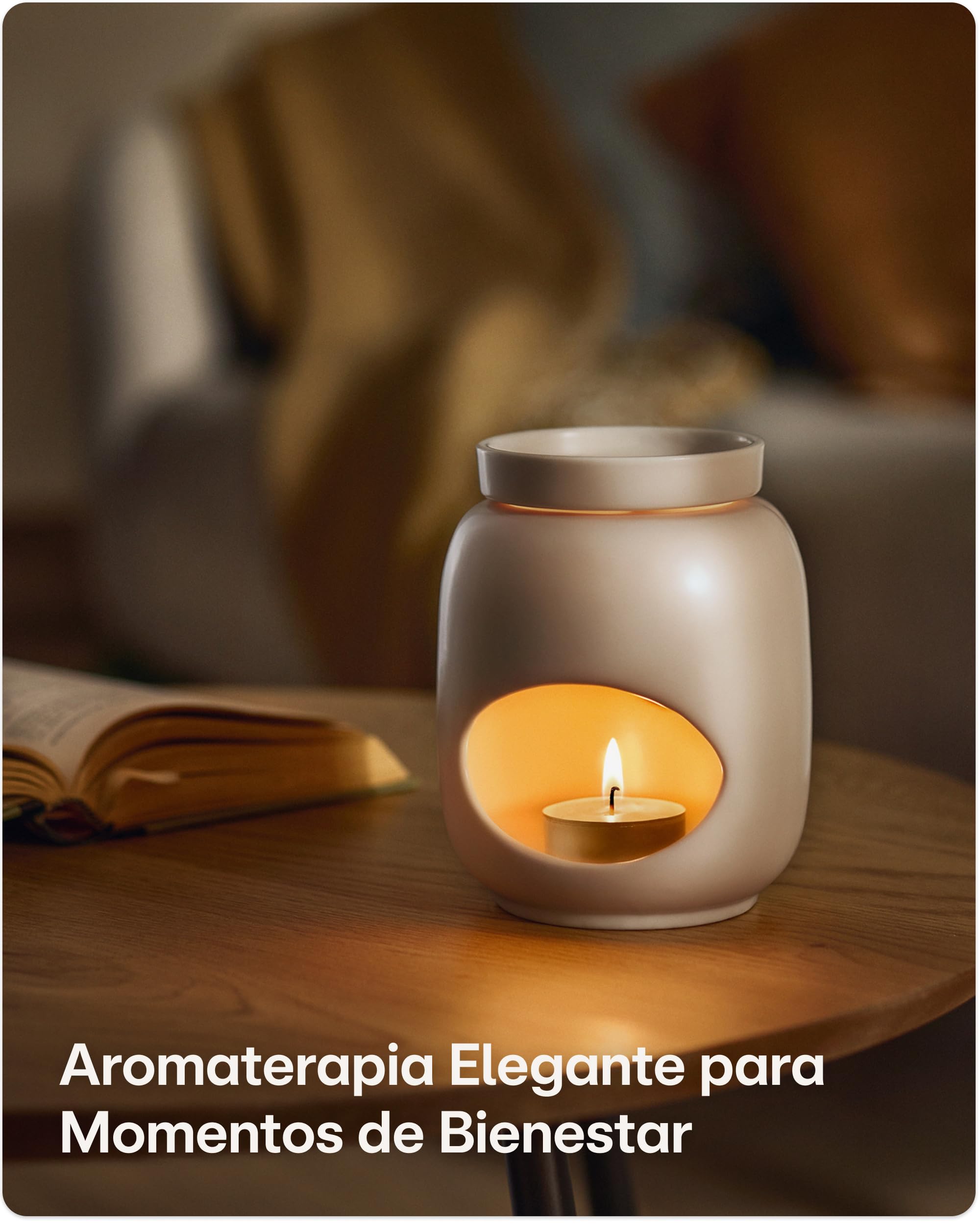 Praknu Quemador de Aceites Esenciales Cerámica 75 ml – Evaporación Suave para Aceites Esenciales y Ceras Perfumadas – Aroma de Larga Duración – Blanco
