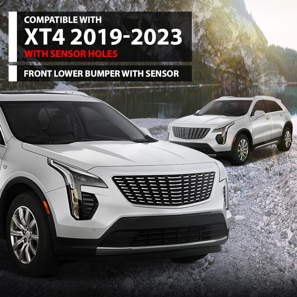 G-PLUS Bumper Cover Front Lower Compatible with Cadillac XT4 2019-2023 With Sensor Holes Black