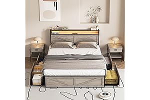 LED Queen Bed Frame with Storage