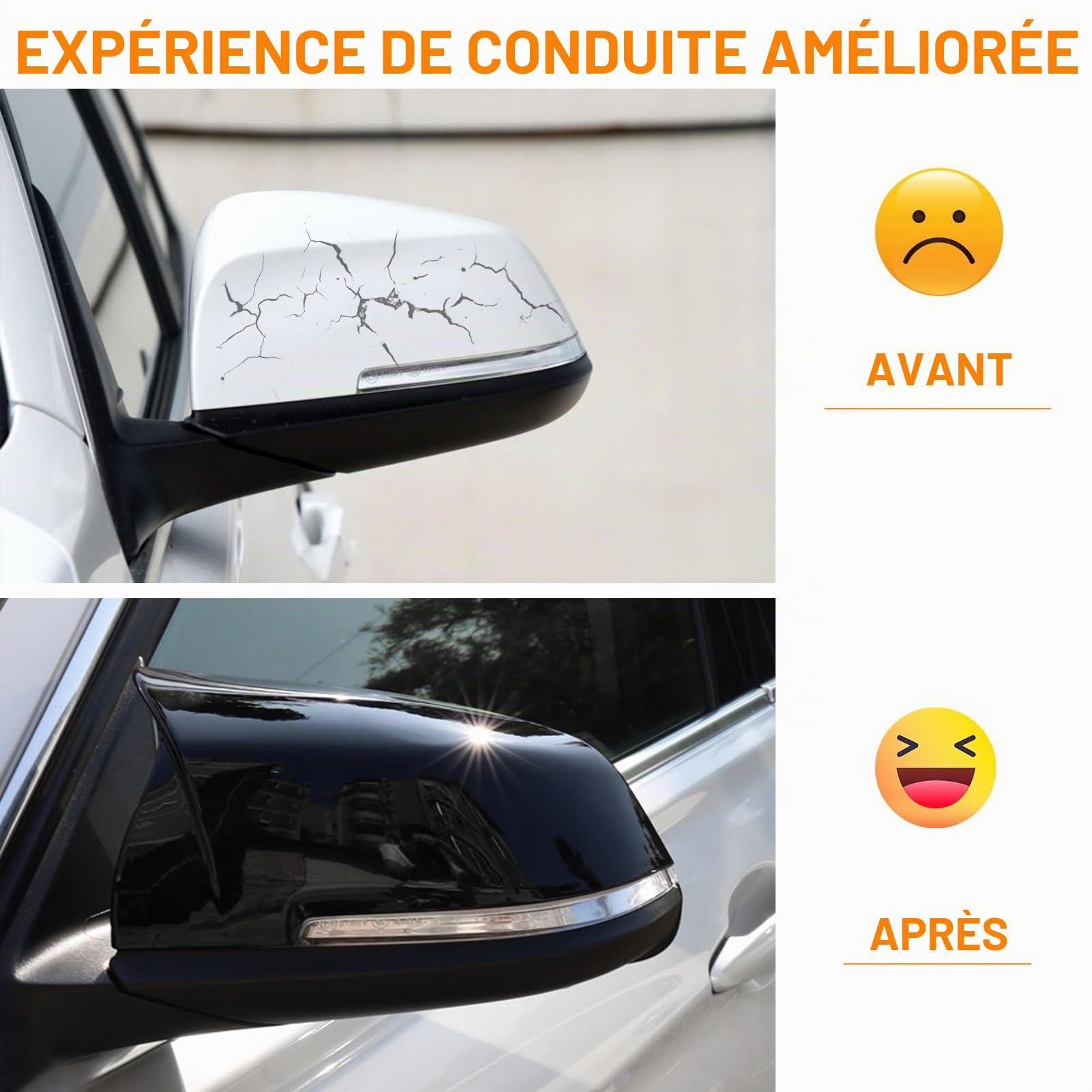 pour Coque Retroviseur F20 F21 F22 F23 F87 F30 F31 F34 F32 F33 F36 | Coque de Rétroviseur Compatible avec bmw série 1 2 3 4 i3 i01 x1 E84 Capuchon de Rétroviseur Gauche+Droite-Noir Brillant