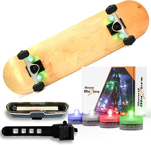 Board Blazers Luces LED para monopatín con luz trasera, cambio de color, juego de 5 piezas para seguridad y estilo de conducción nocturna