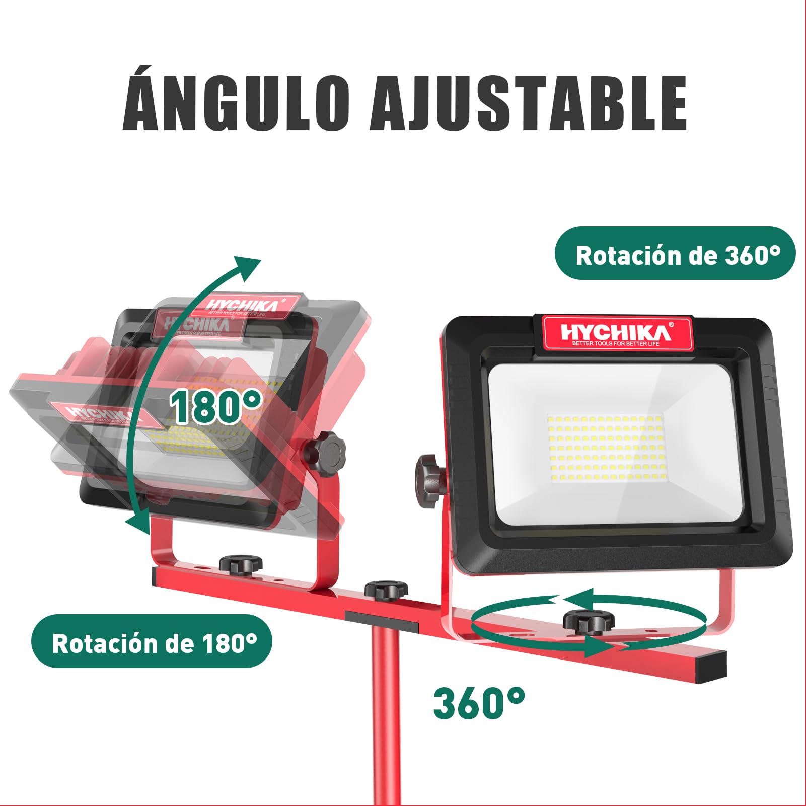 Foco de Trabajo 120W, HYCHIKA Foco de Construcción con 2x60W, 14000LM, Foco LED para Obras con Trípode Telescópico