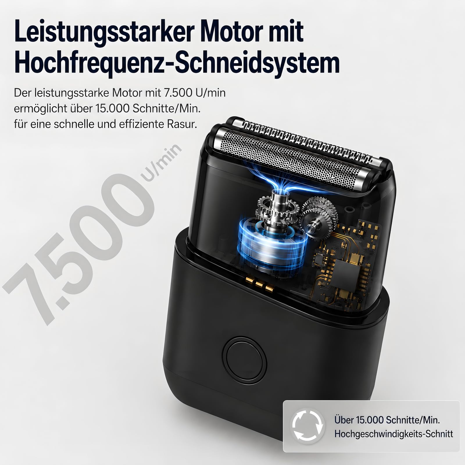 Rasierer Herren Elektrisch, Protable Folienrasierer mit doppelter schwimmender Klinge & UV-Lampe, IPX7 Elektrischer Kabelloses Rasiermesser mit Reiseschloss, USB-C wiederaufladbarer Trimmer für Männer