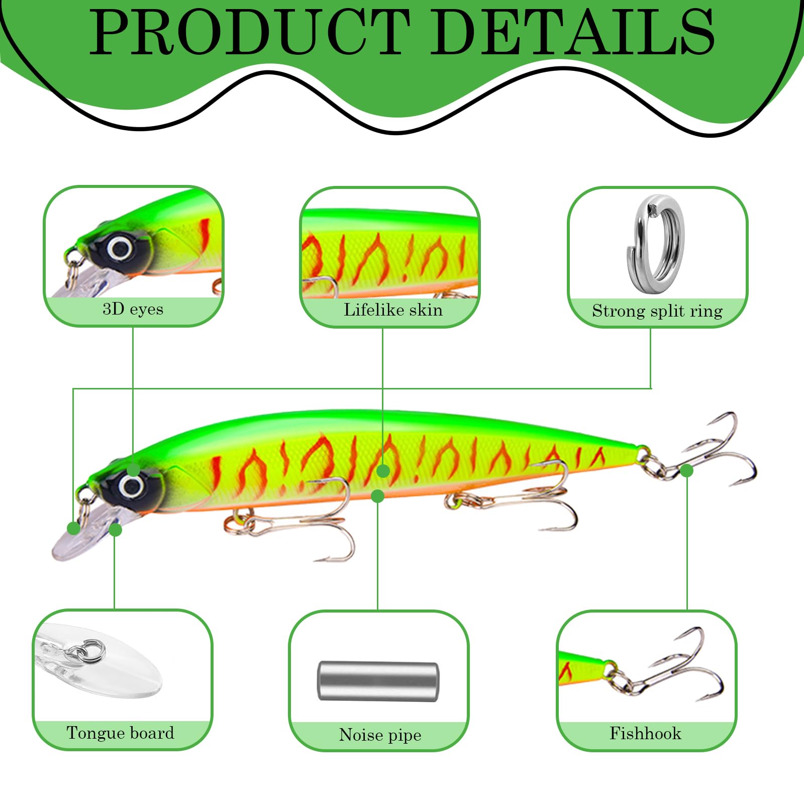 Señuelos Pesca 4 Piezas Spinning 14CM 18,3g para Lucioperca Trucha Agua Dulce Salada