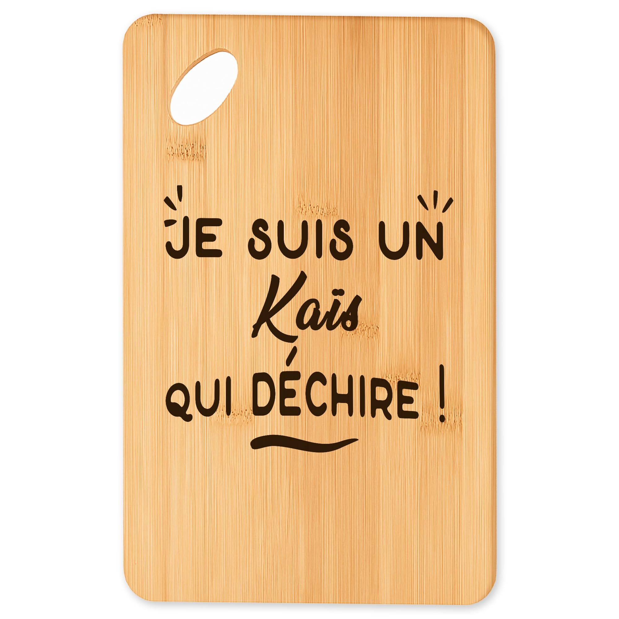 Planche à découper en bambou Kais Qui Dechire pour apéro et cuisine