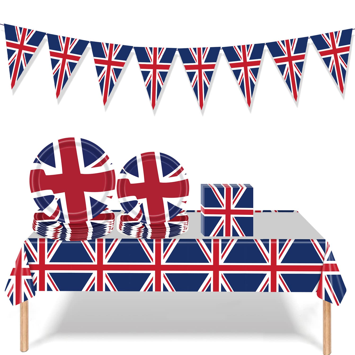 Union Jack Tableware Set, Union Jack Party Supplies, 2022 Union Jack Paper Cups Plates Napkins Tableware Kit, Sporting Events Pub BBQ Table Decorations, Jubilee Decorations 2022