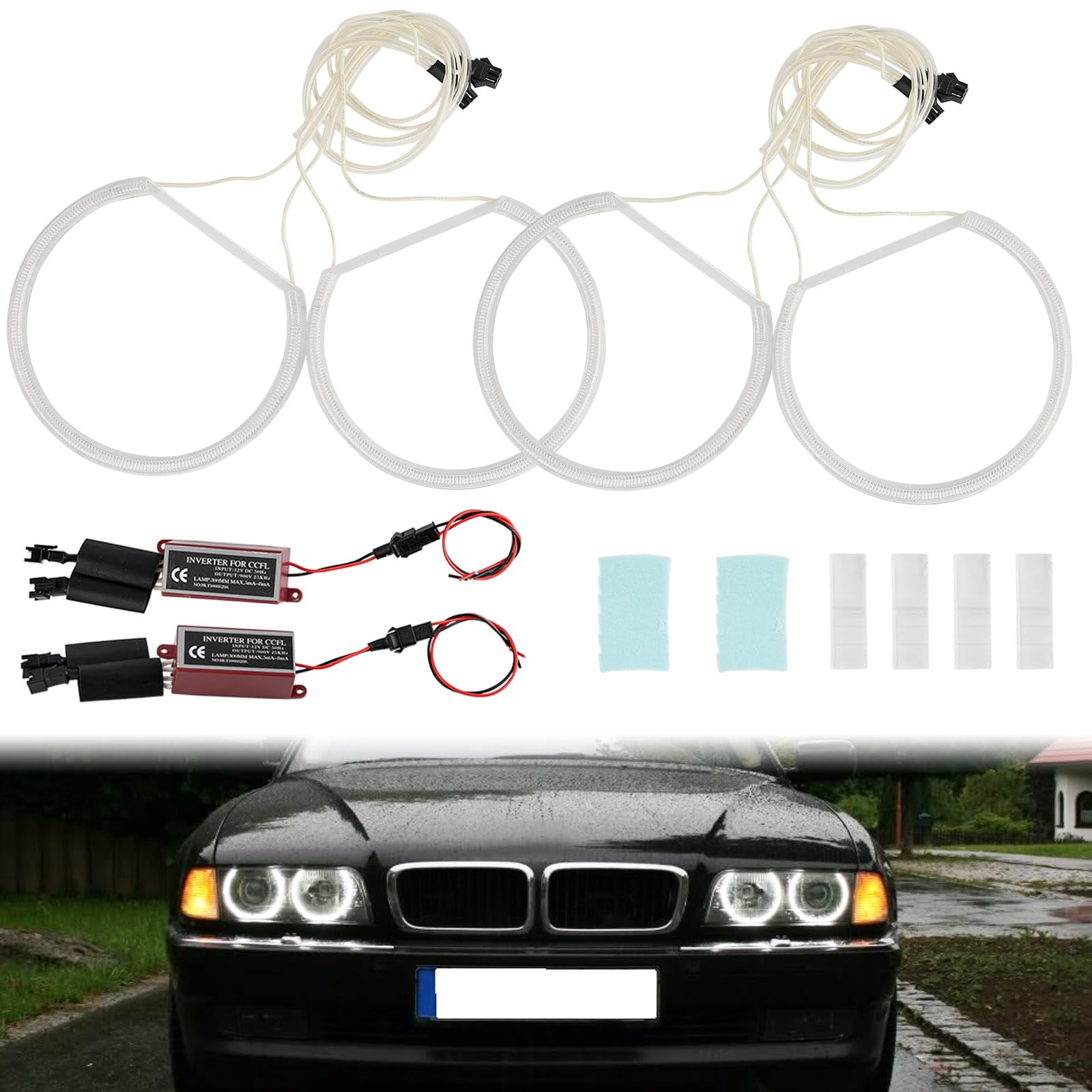 Angel Eyes Per BMW E46 - Anelli Luce CCFL Bianchi Ad Alta Luminosità, Per Modelli Coupe/Cabriolet E Sedan - Foto 2
