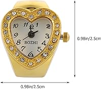 Vista 2 de Mikikit Reloj de anillo para mujer, reloj de dedo elástico con sincronización precisa, forma de corazón, reloj de dedo de cuarzo, reloj de anillo