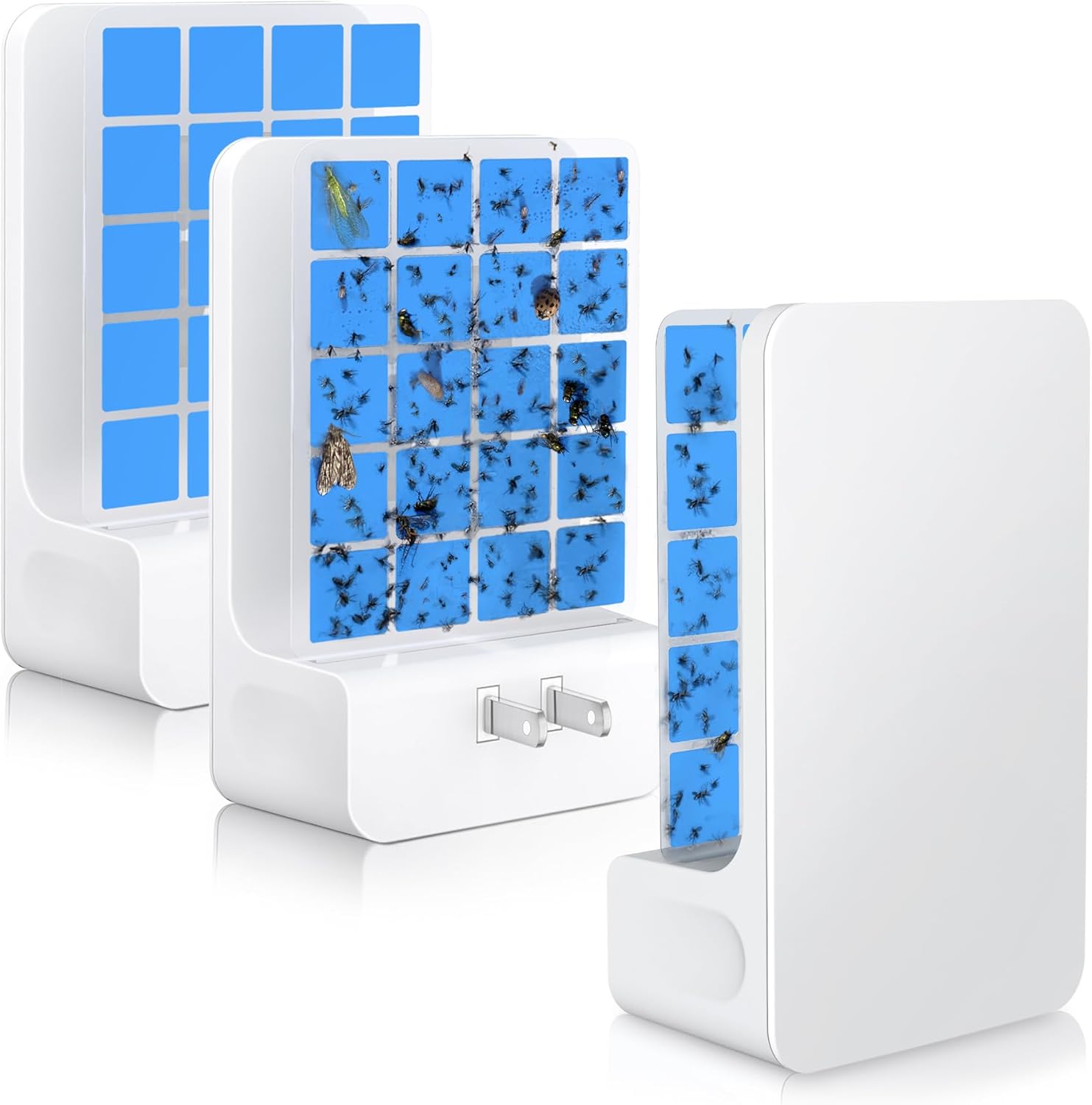 Advanced Double-Sided Indoor Fly Trap for Home, Plug-in Ultra 5-Way UV Light Bug Catcher, Fly & Gnat Killer for House Flies, Gnats, Mosquitoes, Moths, Fruit Fly Traps for Indoors, 2 Traps 8 Refills