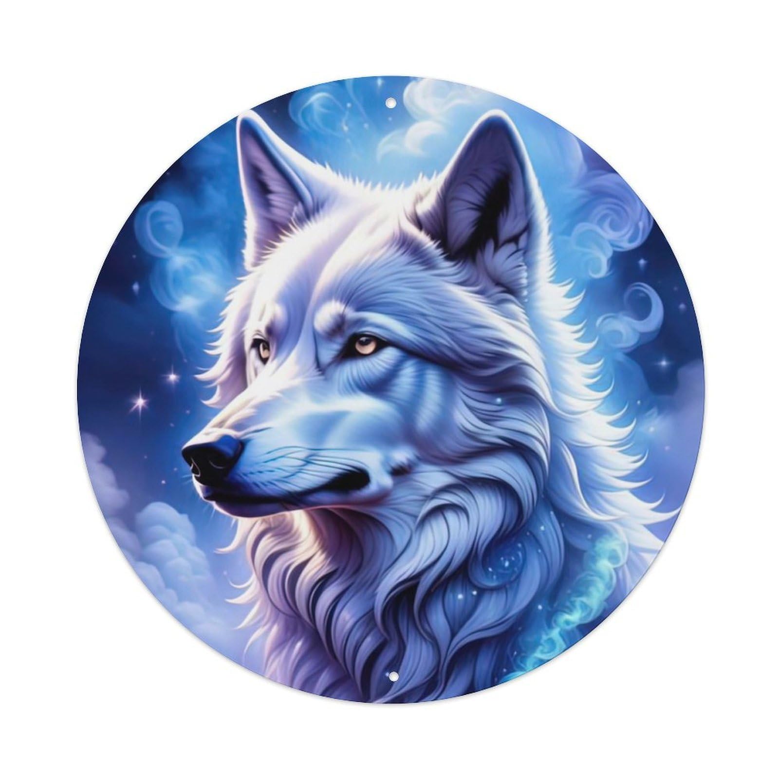 Animal Artwork Wolf on The Clouds Vintage Metal Tin Sign Plaque Wall Decor for Cafe, Club Bar, Office, Garden Metal Poster 8x8Inch