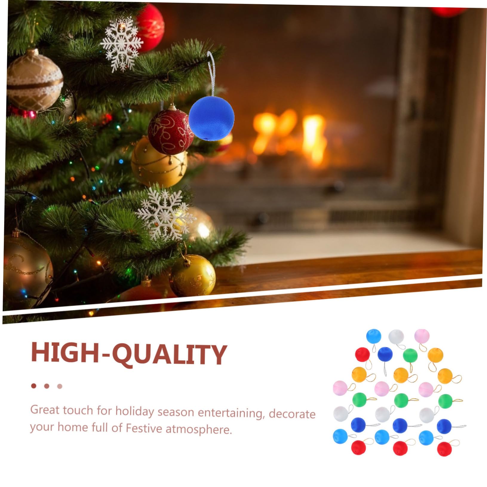 TOPBATHY 7 Ensembles Boules De Noel Lumières Féériques Décorations Perles Boules en Soie Filée Suspendues À l'arbre De Noël Boule De Noël Rideaux Lumineux Colorful Mousse 60pcs * 7