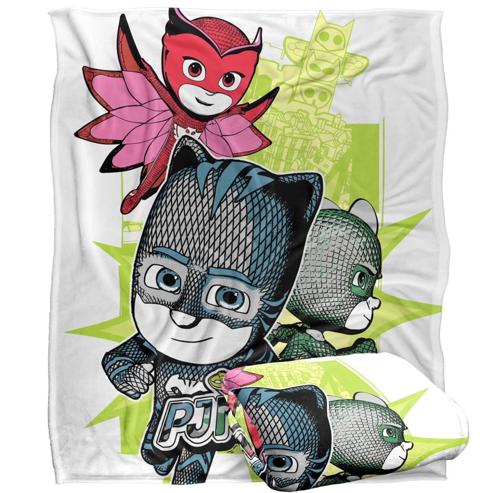 PJ Masks Comic Group Splash Silky Touch Blanket, 152 x 127 cm, 50" x 60"