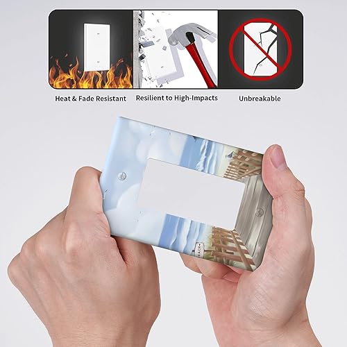 Miniatura 4 de Cubierta para placa de pared con diseño de océano de playa, 1 cuadrilla, cubierta decorativa pintada a mano, placa frontal de mar para baño,