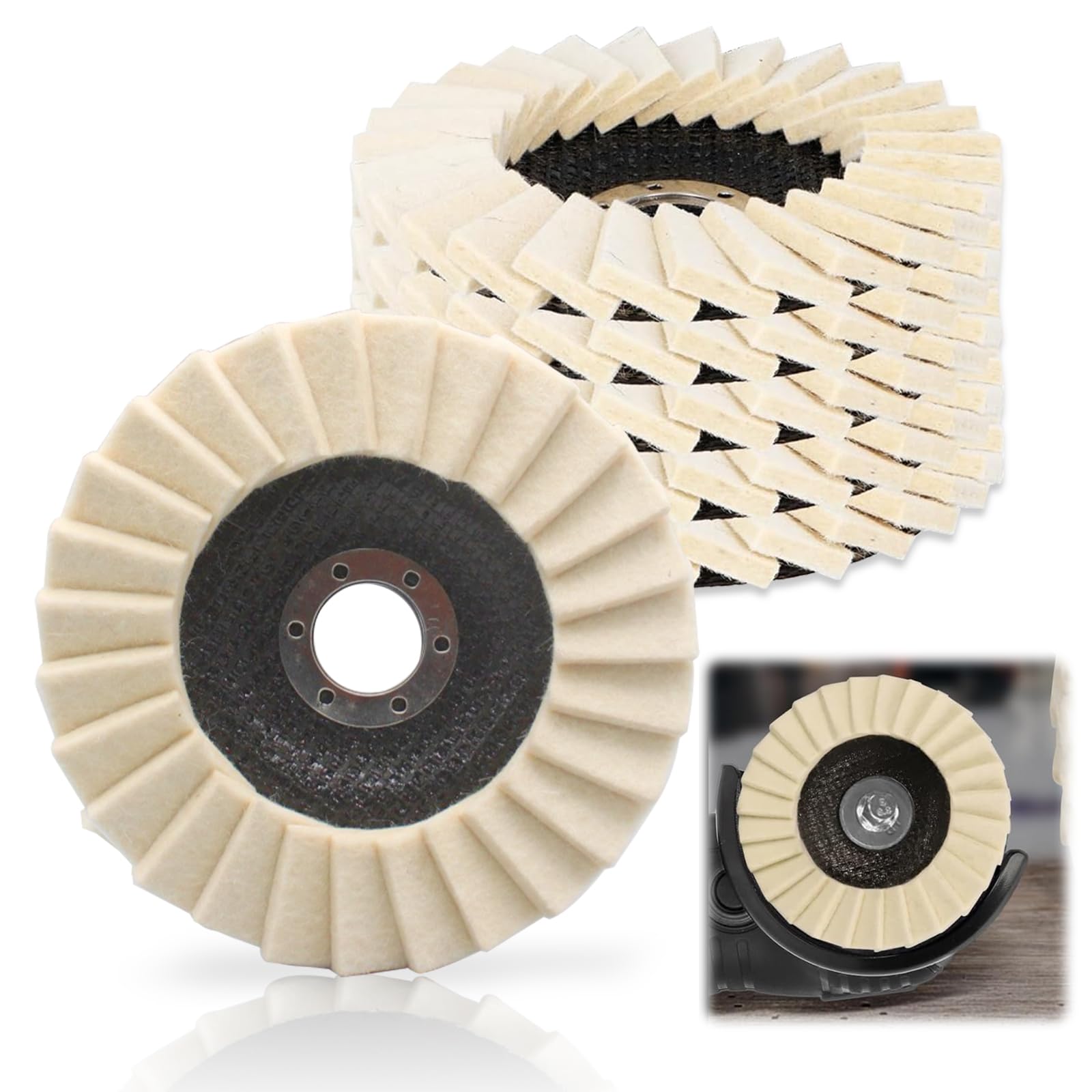 Dischi per lucidatura in feltro 125 mm x 22 mm per smerigliatrice angolare