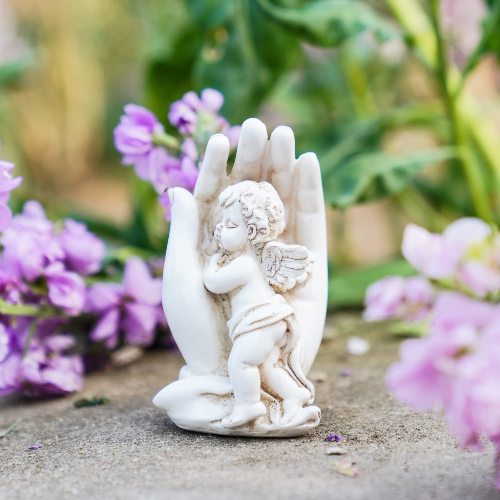 Angels Resin Garden Statue Figurine, Indoor Outdoor Home Garden Decoration, Adorable Angel Sculpture Memorial Statue 2.25" L x 2" W x 3.5" H