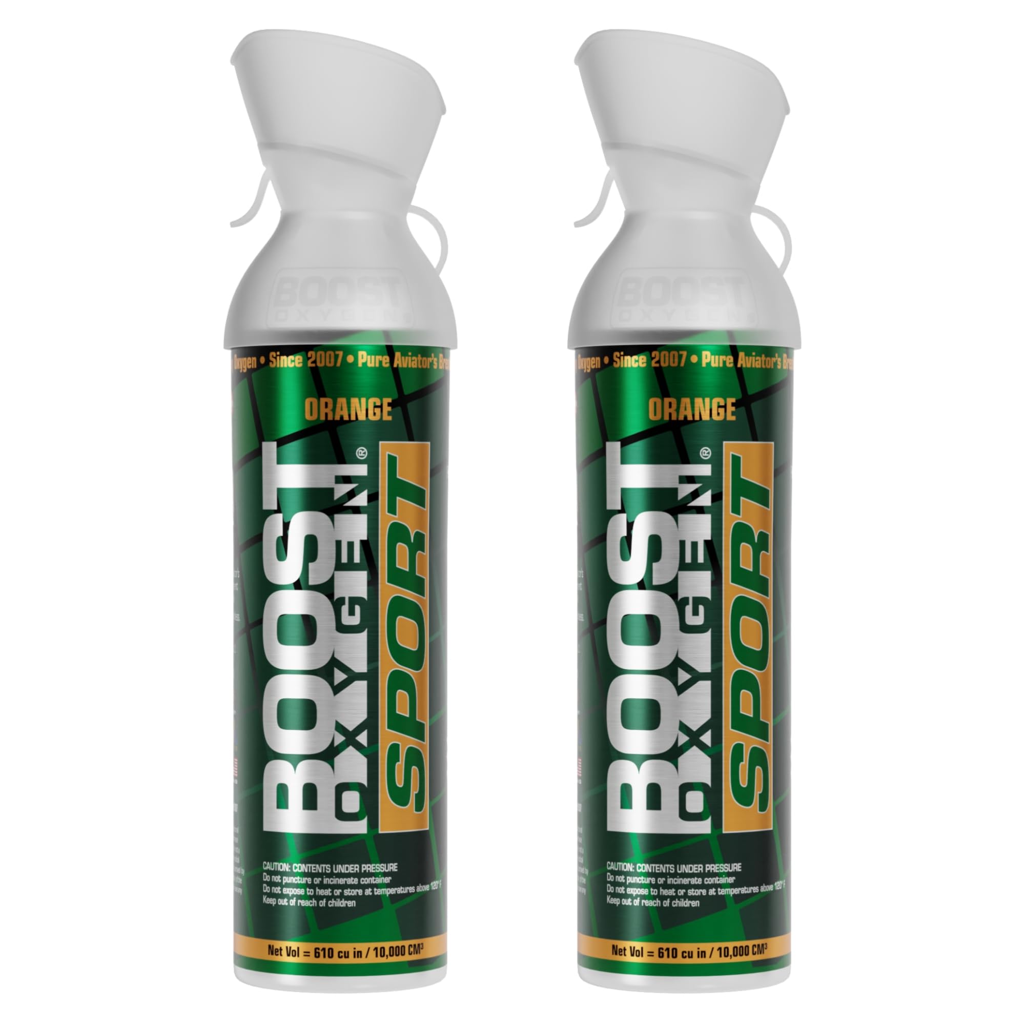 Boost Oxygen Large Sport Orange Aroma 10L Canister | Respiratory Support for Aerobic Recovery, Altitude, Performance & Health (2 Pack)