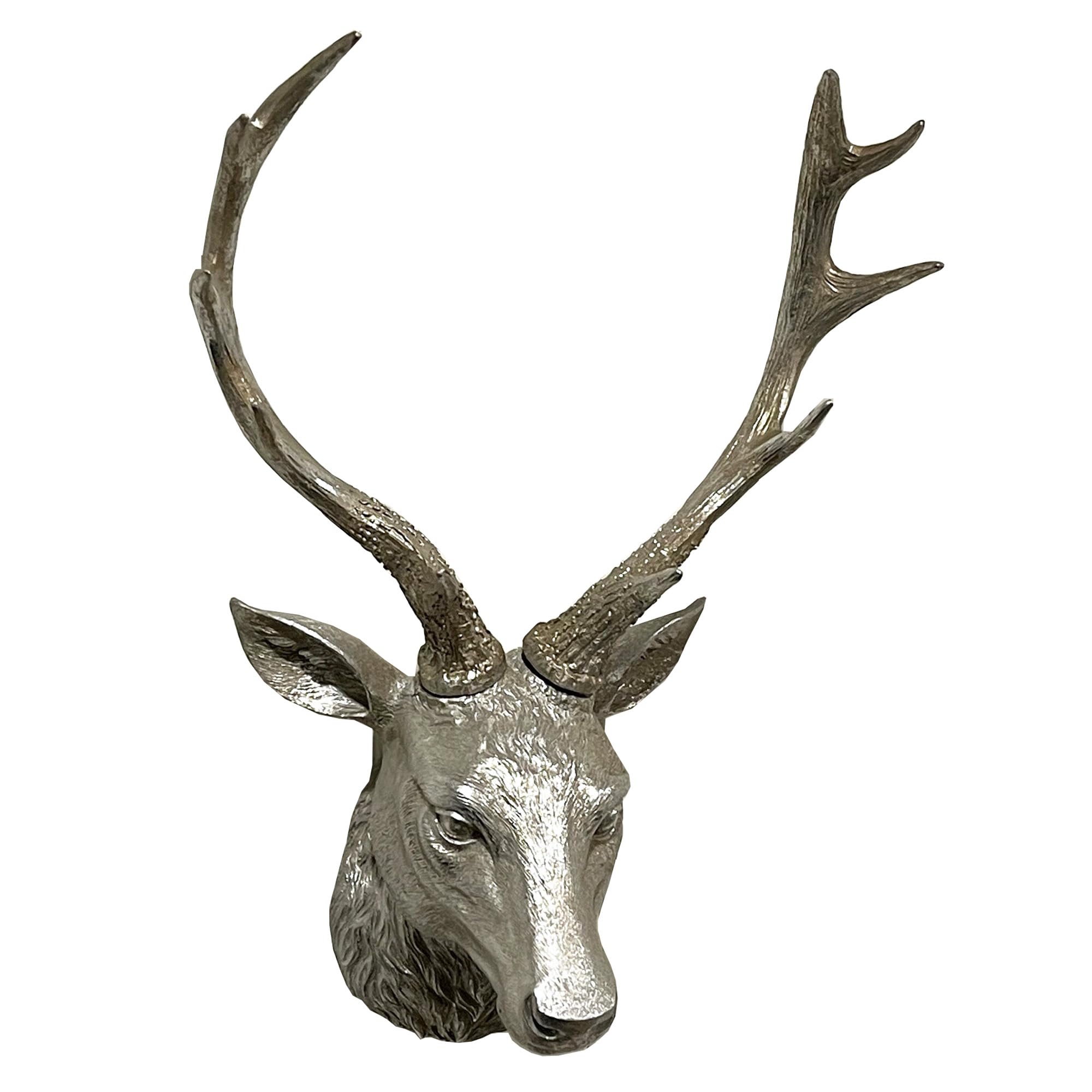 Alfie Francis Silver Stag Head Wall Mount Deer Antler Animal Taxidermy Hanging Sculpture Ornament Art