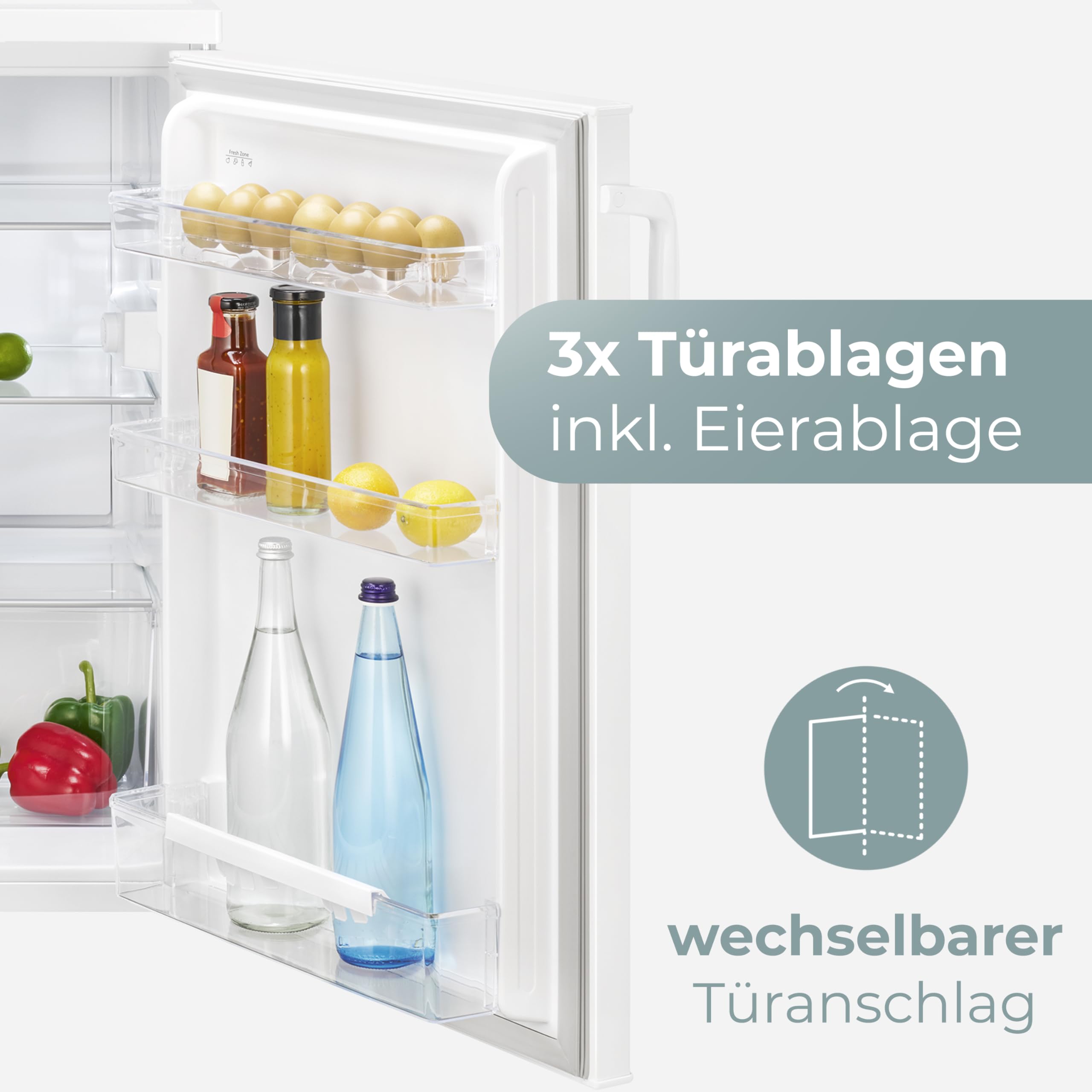Clatronic Kühlschrank ohne Gefrierfach 84,5cm 133L Energieklasse D leise 39dB Türanschlag wechselbar VS 100 weiß
