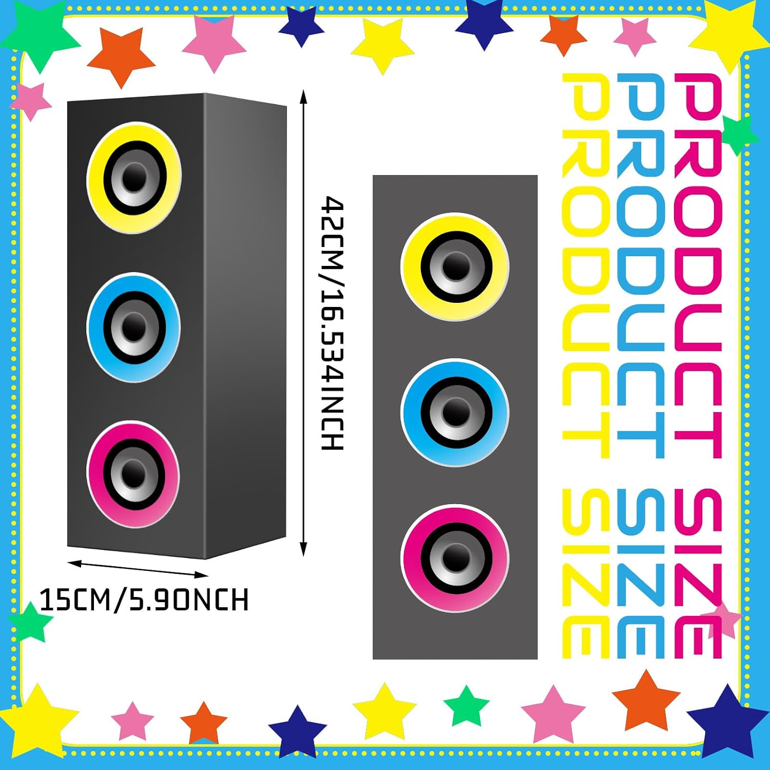 4 Pcs 80s 90s Party Decorations Hip Hop Party Favor 16.5 x 5.9 x 5.9 Inches Large Paper Boombox Boxes for Retro 1980s 1990s Theme Music Neon Decoration(Colorful)