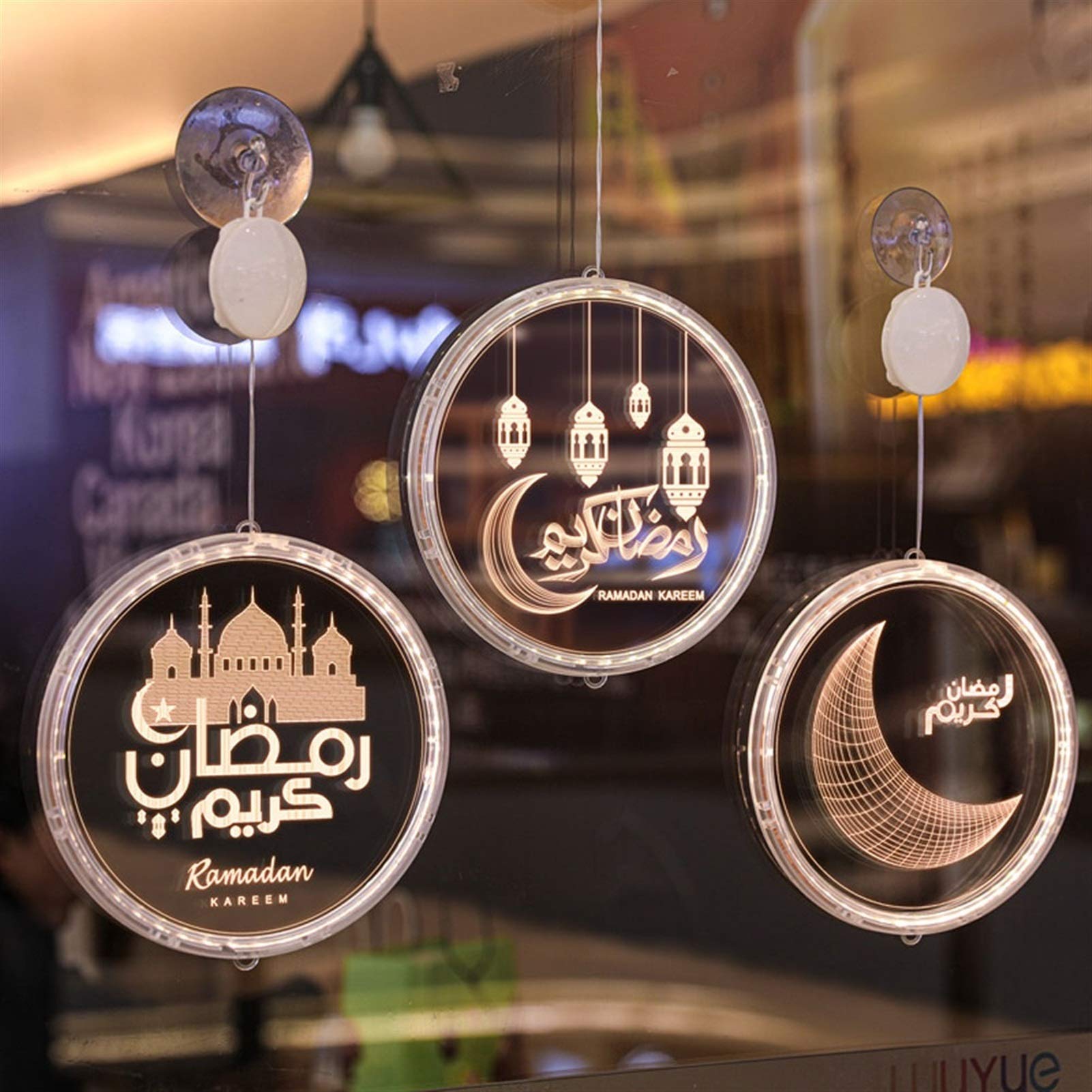 Luci a sospensione a LED a forma di fata del Ramadan, lampade decorative da parete a mezzaluna, funzionamento a batteria per Ramadan, decorazione per la casa del Ramadan, forniture per feste