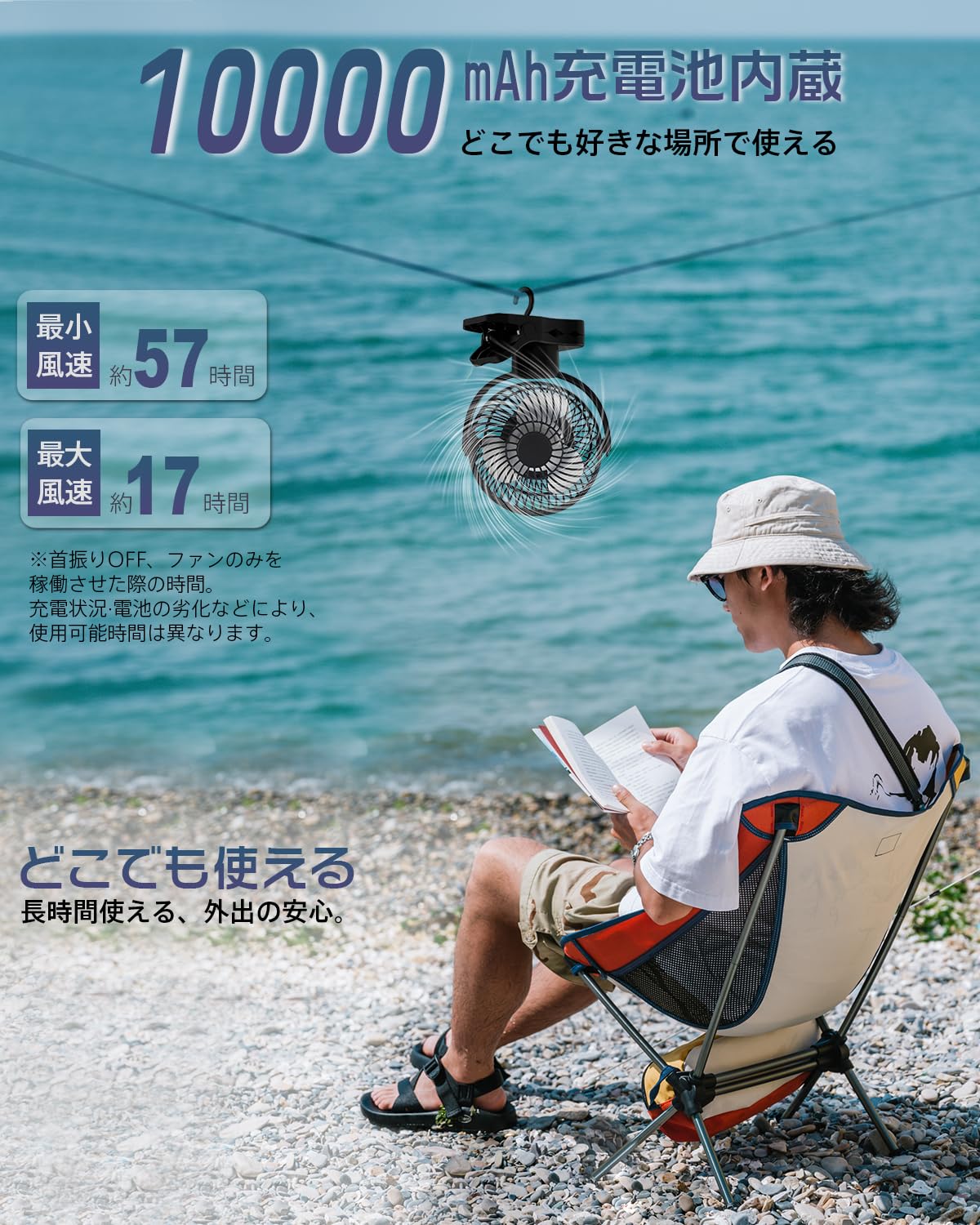 Amazon | 【左右360°自動首振り＆10000mAh】 扇風機 クリップ usb充電