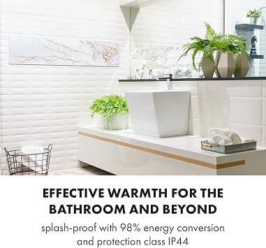 Klarstein Wonderwall Air Art Smart - Infrared Heat Panel 350 W, 7 m2, App Control, Mute Hanging, 120 x 30 cm, Design: Marble II