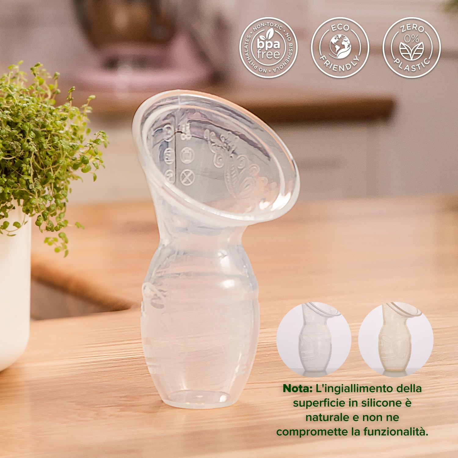 haakaa 100 ML Tiralatte Manuale, Trasparente Tiralatte in Silicone, Aspirazione Manuale per Risparmiare Latte, Sano e Innocuo