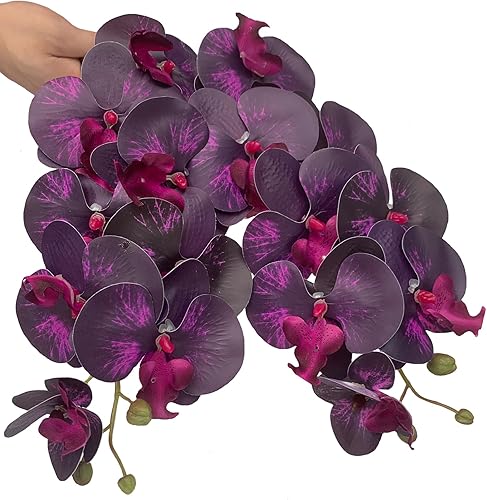 Miniatura 108 de FagusHome Phalaenopsis - Flores artificiales de 32 pulgadas, 6 piezas de orquídeas artificiales con tallo para decoración del hogar (rosa)