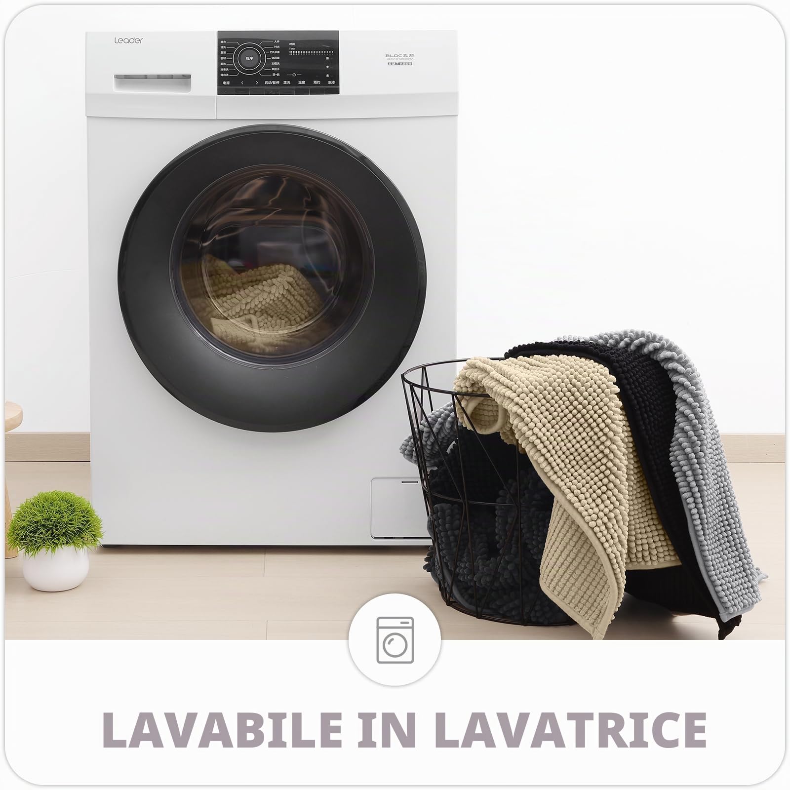 OLANLY - Tappetino da bagno in ciniglia, 60 x 120 cm, tappetino da bagno extra morbido antiscivolo, super assorbente, tappetini da bagno in ciniglia per pavimento del bagno, tappetino per piedi
