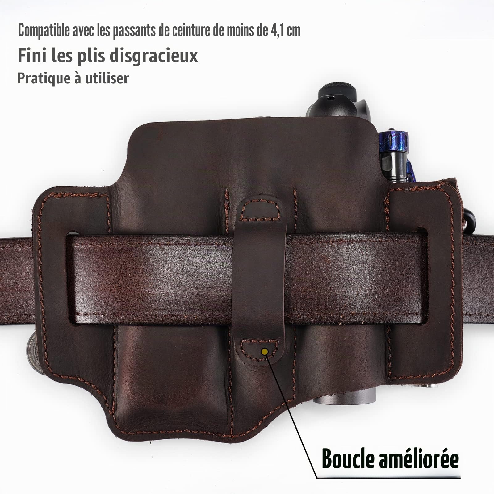 VIPERADE PJ36 - Étui Multi-Outils, étui en Cuir, Organiseur de Poche EDC pour Homme, étui Leatherman, Porte-Lampe de Poche et Porte-Stylo, Organiseur de Ceinture EDC avec Porte-clés