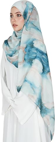 Printed Hijab for Women - Watercolor Tie-Dye Scarf for Muslim Women, 1 Piece