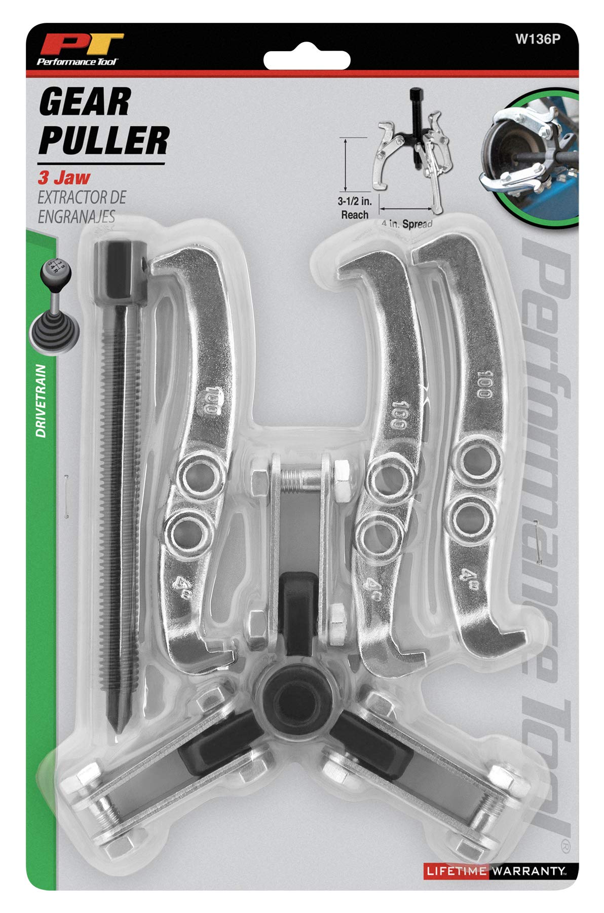 Performance Tool W136P 4-Inch 3 Jaw Gear Puller