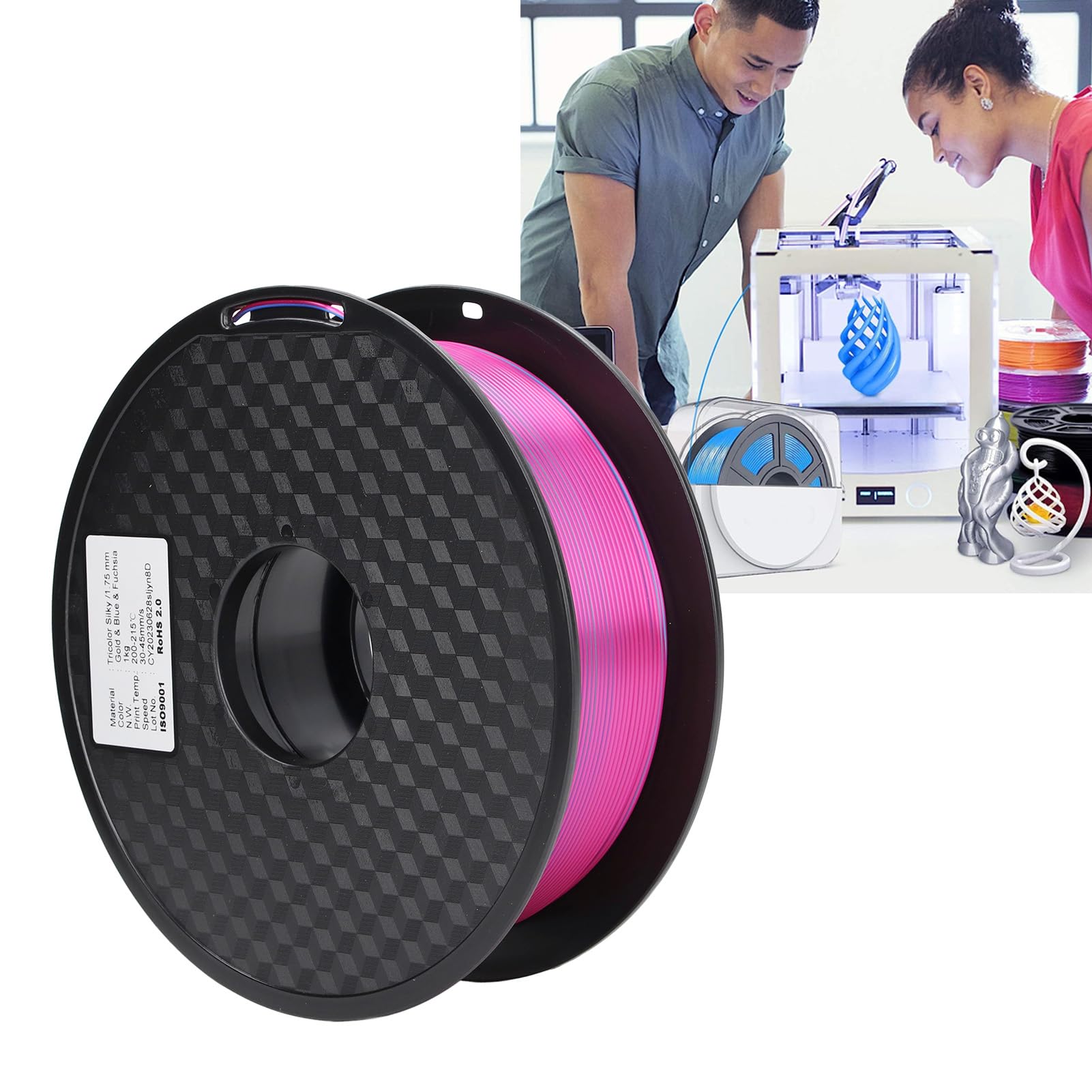 Filament do drukarki 3D 1,75 mm PLA Tricolor Filament wysokiej jakości materiał do drukowania dla projektów DIY złoty niebieski fioletowo-czerwony
