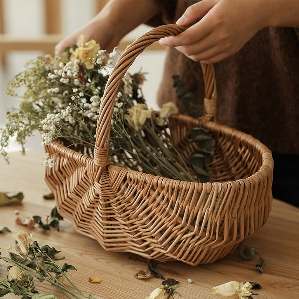 Koszyk piknikowy Tkany piknikowy kosz ręcznie nosić piknik hamper wiklinowy piknik dostawy bambusowy kosz odkryty handmade wiklinowy owoc kemping, plener, boże narodzenie, impreza