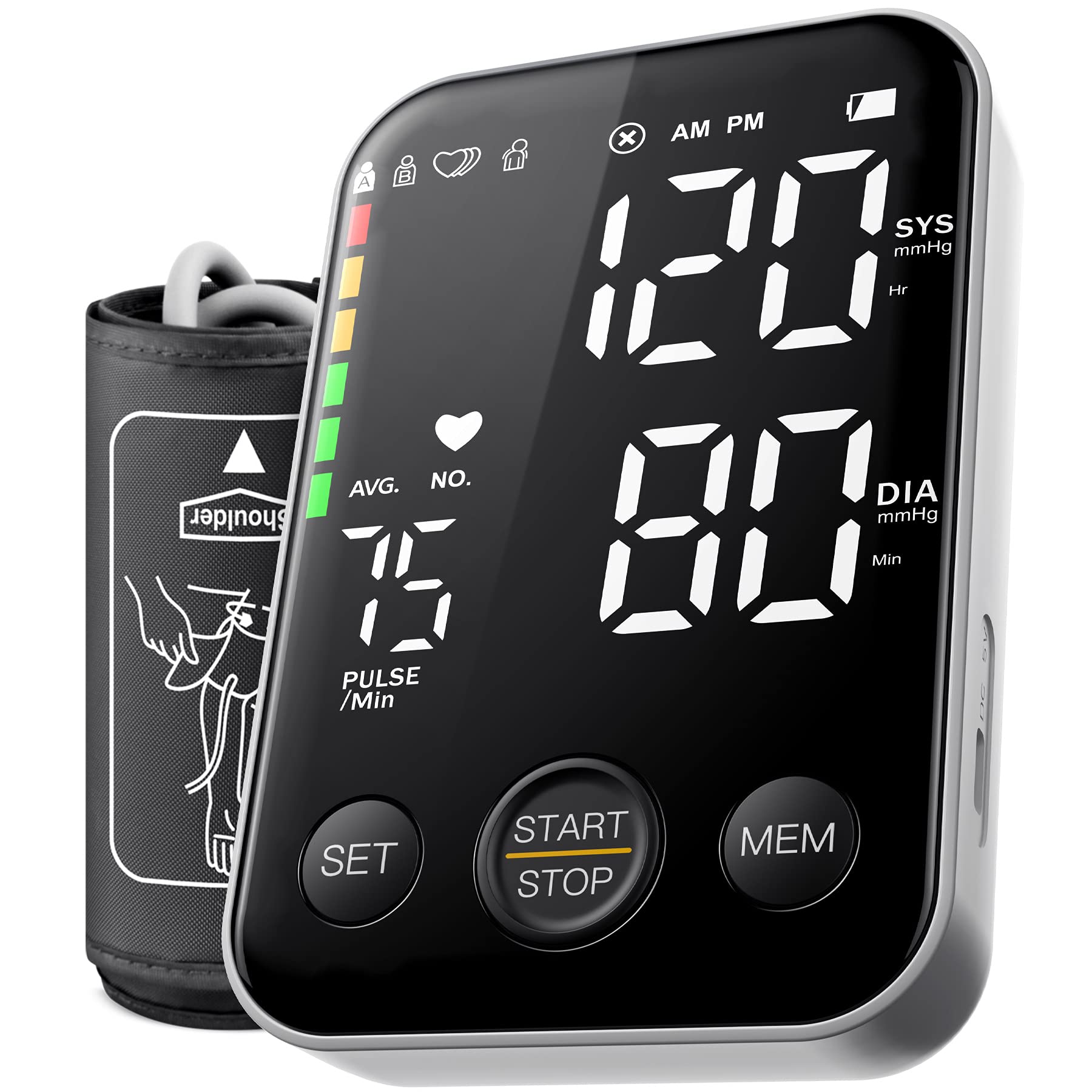 Photo 1 of DOUHAO Blood Pressure Monitor Automatic Upper Arm BP Cuff Machine with LED Backlight Display Accurate Digital BP Meter with 2 Users 240 Sets Memory Irregular Heartbeat Detector, Black, (C02)