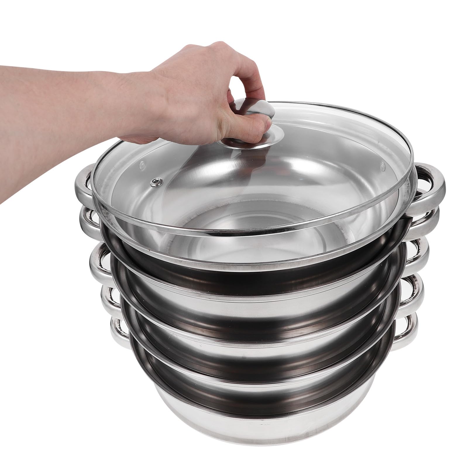 IMIKEYA Pentola a vapore in acciaio inox 5 livelli 28 cm, pentola da zuppa multifunzionale per cucina a vapore, utensili da cucina pratici per vapore, bollire e cucinare a casa